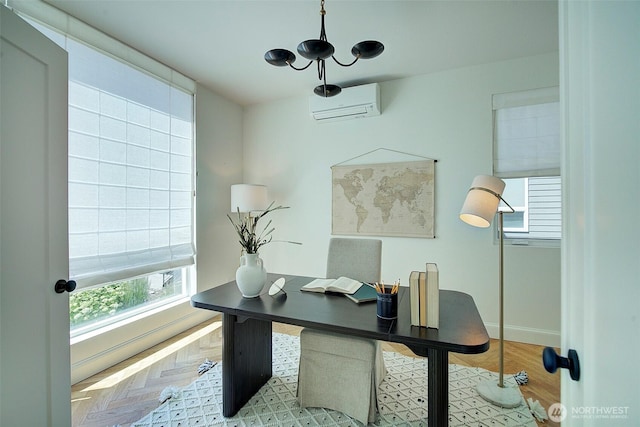 9208 11th Ave NW, Seattle, WA 98117 - office featuring an AC wall unit and light wood finished floors