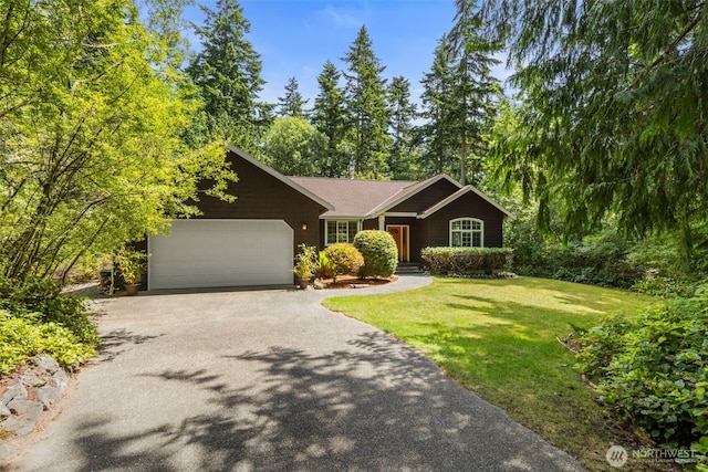 4766 Mason St, Port Townsend, WA 98368 - ranch-style house featuring asphalt driveway, an attached garage, and a front yard