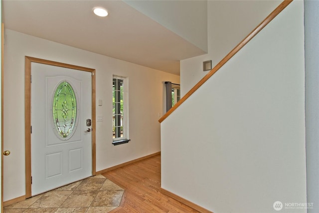 408 Cross Creek Ct, South Prairie, WA 98385 - foyer entrance featuring stairway and light wood-type flooring