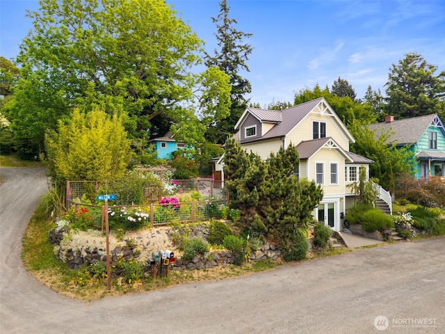 832 Willow St, Port Townsend, WA 98368 - view of front facade featuring a metal roof and a standing seam roof