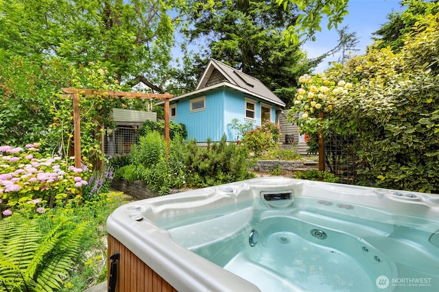 832 Willow St, Port Townsend, WA 98368 - exterior space with a hot tub