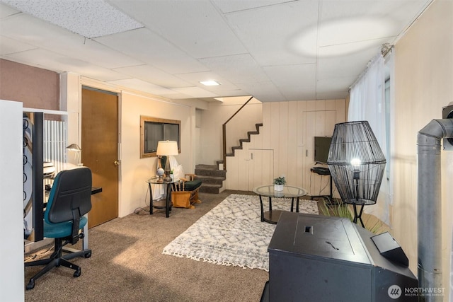 2319 Gale Pl, Everett, WA 98203 - office area with carpet flooring and a paneled ceiling