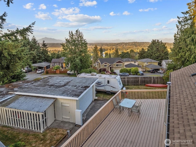 2319 Gale Pl, Everett, WA 98203 - wooden deck with a residential view and a mountain view