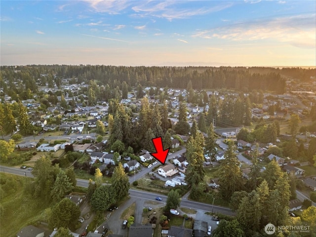 2319 Gale Pl, Everett, WA 98203 - aerial view at dusk of a residential view and a view of trees
