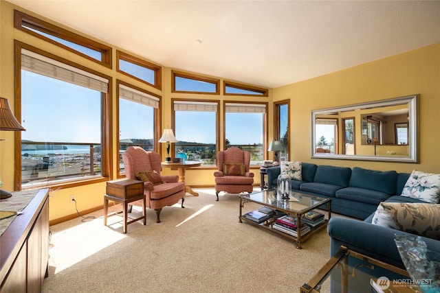 1807 Bradley Dr, Anacortes, WA 98221 - carpeted living area featuring healthy amount of natural light and lofted ceiling
