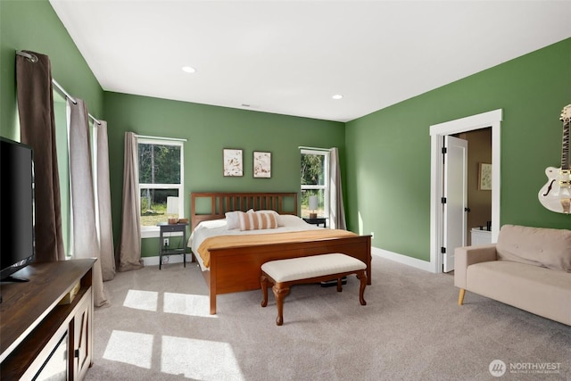 809 NW Gertrude Ave, Winlock, WA 98596 - bedroom with multiple windows, light colored carpet, and recessed lighting