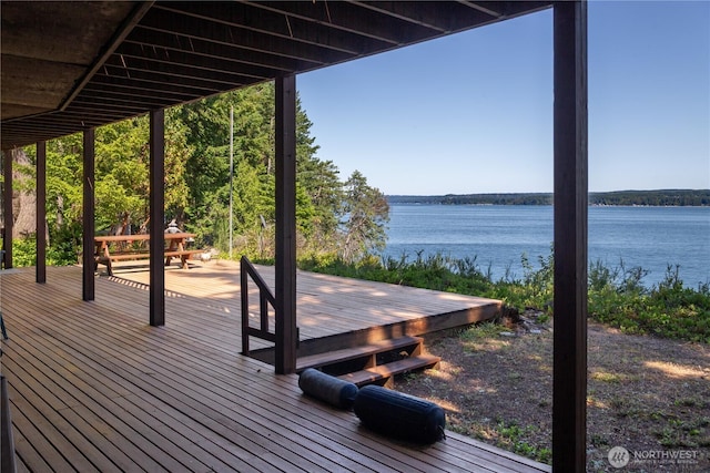 160 Wildwood Shrs, Brinnon, WA 98320 - wooden terrace with a water view