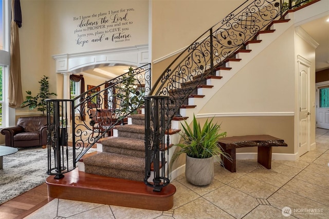 24702 64th Ave E, Graham, WA 98338 - stairway featuring a high ceiling and tile patterned floors