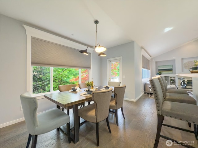 4196 248th Ct SE Unit 62, Sammamish, WA 98029 - dining room with wood-type flooring and vaulted ceiling
