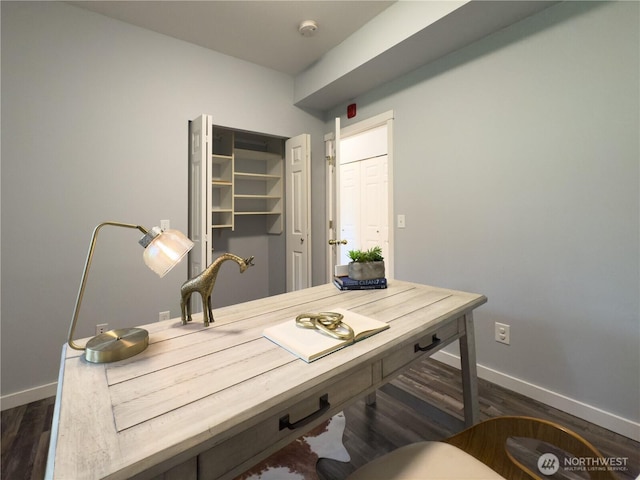 4196 248th Ct SE Unit 62, Sammamish, WA 98029 - office area with baseboards and dark wood-style flooring