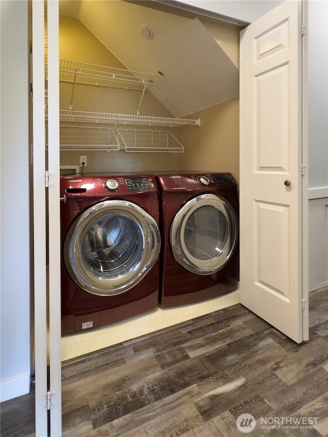 4196 248th Ct SE Unit 62, Sammamish, WA 98029 - laundry area featuring washer and dryer and wood finished floors