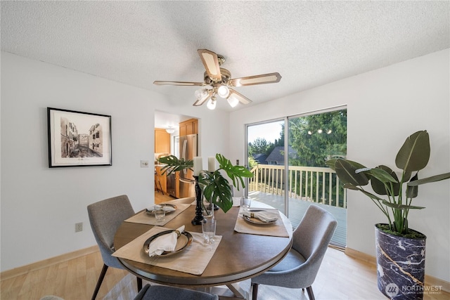 33513 35th Ave SW, Federal Way, WA 98023 - dining room featuring light wood finished floors, a ceiling fan, and a textured ceiling