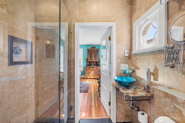 4410 N 45th St, Tacoma, WA 98407 - full bath with a shower stall and wood finished floors