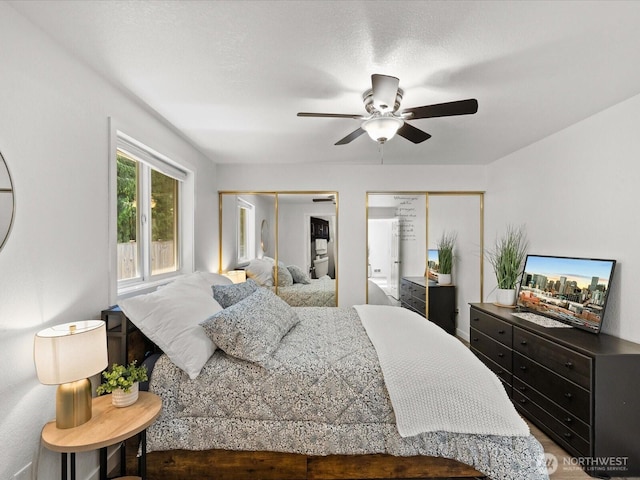 7102 Church Creek Cir NW, Stanwood, WA 98292 - bedroom featuring two closets and a ceiling fan
