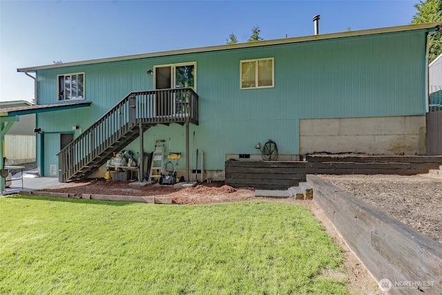 1717 14th Ave SE, Olympia, WA 98501 - view of front of property featuring stairway, a front yard, and a deck
