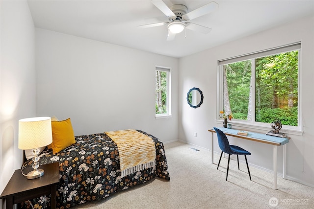 7506 Hawkstone Ave SW, Port Orchard, WA 98367 - bedroom featuring carpet, a desk, and a ceiling fan
