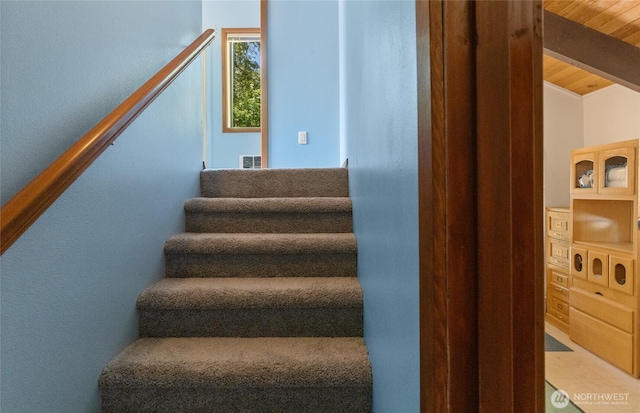16537 Lakeview Dr, Leavenworth, WA 98826 - stairway with wooden ceiling