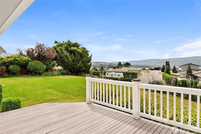 3505 Kimberly Ct, Wenatchee, WA 98801 - wooden terrace featuring a mountain view and a lawn