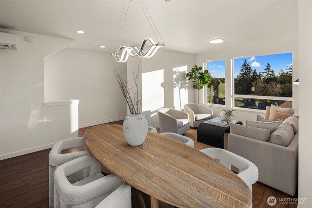 2749 Clare Ave Unit 1, Bremerton, WA 98310 - dining space with wood finished floors, recessed lighting, and a wall unit AC