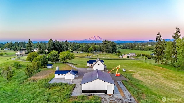 14045 Solberg Rd SE, Yelm, WA 98597 - aerial view at dusk of a mountain view