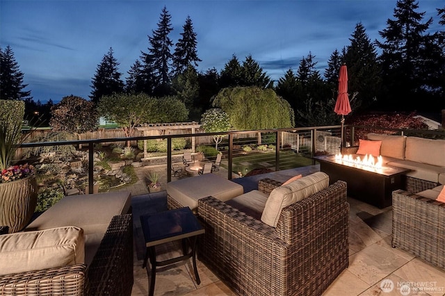 5829 112th Pl NE, Kirkland, WA 98033 - view of patio / terrace with an outdoor living space with a fire pit