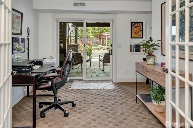 5829 112th Pl NE, Kirkland, WA 98033 - office area featuring carpet floors and french doors