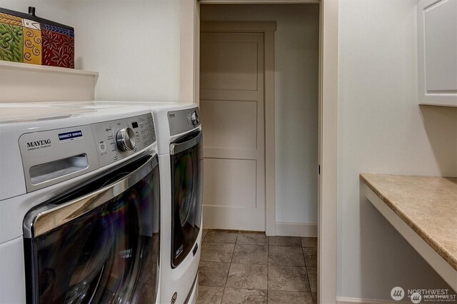 5829 112th Pl NE, Kirkland, WA 98033 - washroom featuring washer and dryer and cabinet space