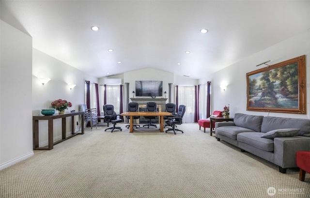 215 100th St SW Unit A305, Everett, WA 98204 - living area with carpet flooring, lofted ceiling, and recessed lighting