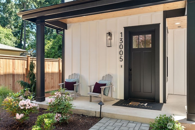 13005 NE 88th St, Kirkland, WA 98033 - doorway to property featuring board and batten siding