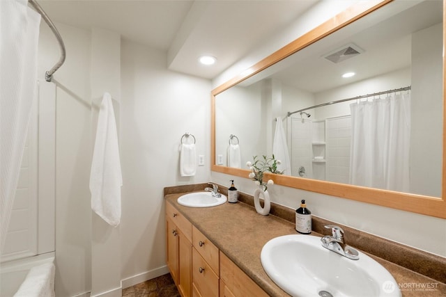2226 King St, Bellingham, WA 98225 - bathroom featuring double vanity and recessed lighting