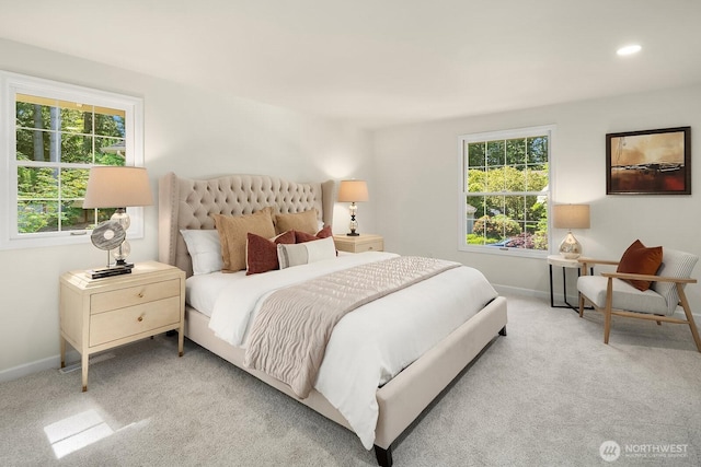 2892 160th Pl NE, Bellevue, WA 98008 - bedroom with carpet floors, multiple windows, and recessed lighting