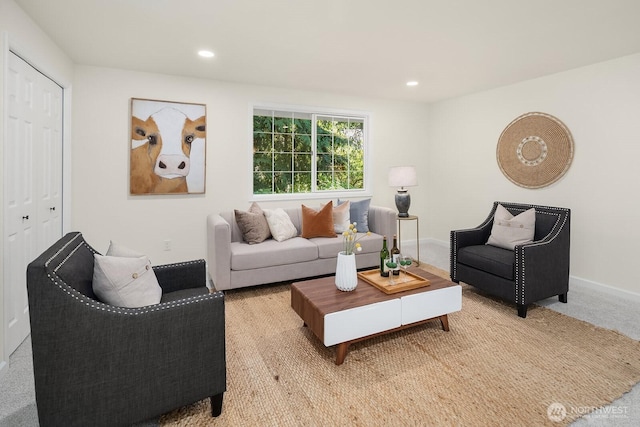 2892 160th Pl NE, Bellevue, WA 98008 - living room featuring light colored carpet and recessed lighting