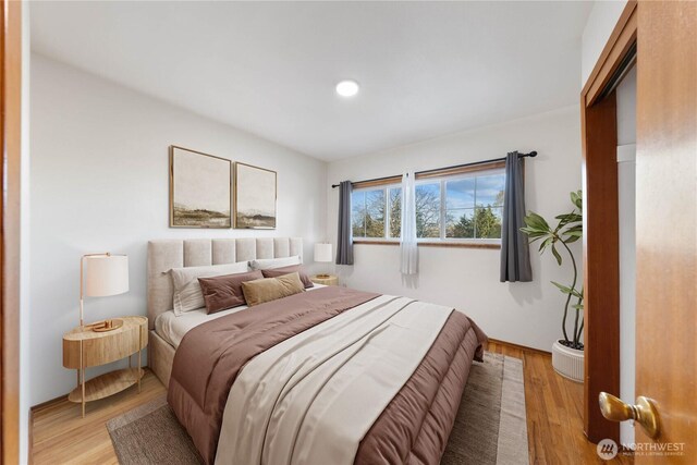 2104 E Ave, Anacortes, WA 98221 - bedroom with light wood-type flooring and recessed lighting