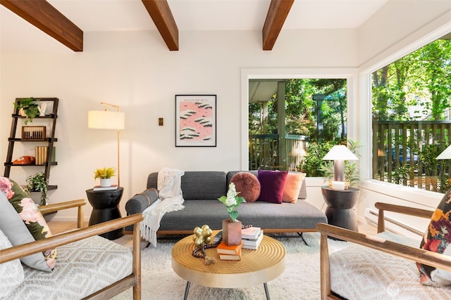 1717 16th Ave Unit 10, Seattle, WA 98122 - living area with beamed ceiling