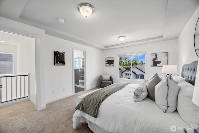 31 157th Ln SE, Bothell, WA 98012 - bedroom featuring a tray ceiling, carpet flooring, and connected bathroom
