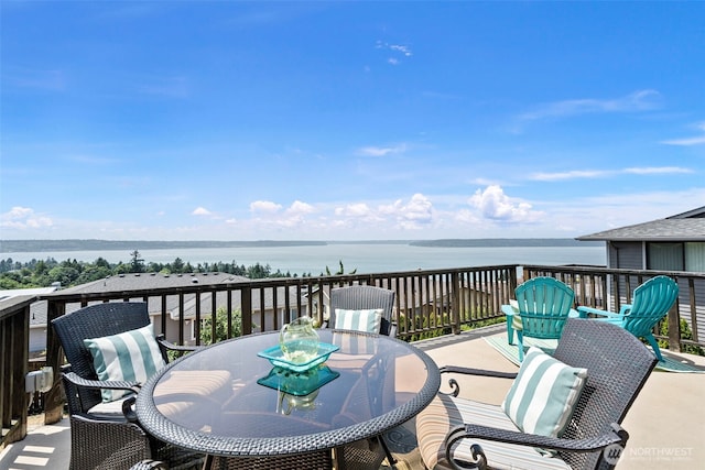 5530 Frances Ave NE, Tacoma, WA 98422 - wooden terrace with a water view and outdoor dining area