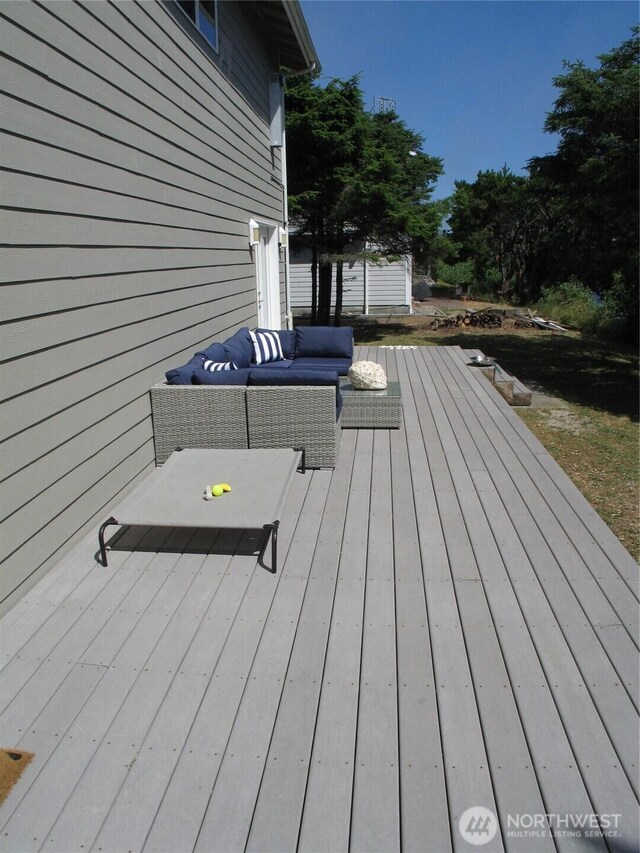 32404 G St, Ocean Park, WA 98640 - wooden terrace featuring an outdoor living space