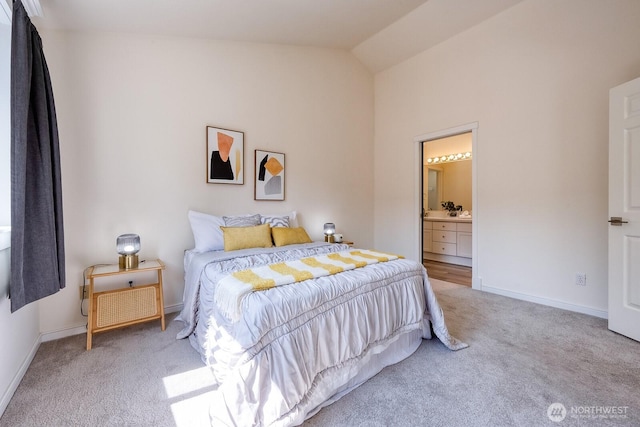 4121 248th Ct SE Unit 45, Sammamish, WA 98029 - carpeted bedroom with vaulted ceiling and ensuite bath