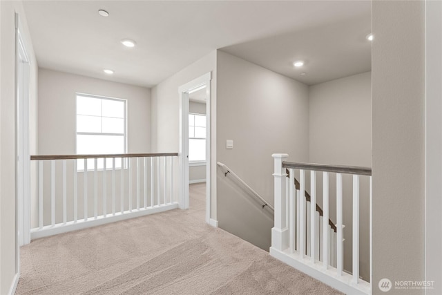 4043 98th Avenue Ct E Unit 24, Edgewood, WA 98371 - hallway with an upstairs landing, carpet flooring, and recessed lighting