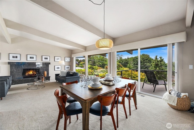 8751 Jones Ave NW, Seattle, WA 98117 - dining room with light carpet and a high end fireplace
