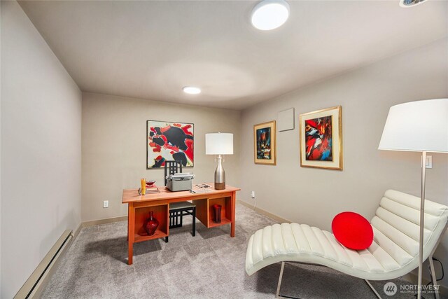 8751 Jones Ave NW, Seattle, WA 98117 - carpeted office space featuring baseboard heating and baseboards