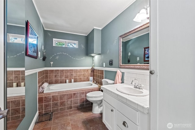 231 Benton, Leavenworth, WA 98826 - full bath with a garden tub, vanity, and ornamental molding