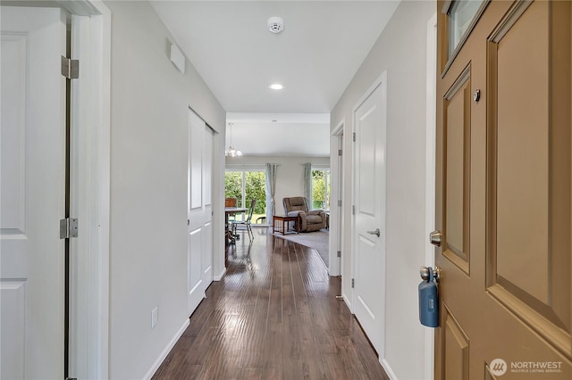 19802 69th Avenue Ct E, Spanaway, WA 98387 - hallway featuring dark wood-type flooring and recessed lighting