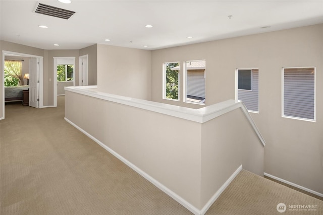21609 46th Pl S Unit 95, Kent, WA 98032 - hallway featuring an upstairs landing, light carpet, and recessed lighting