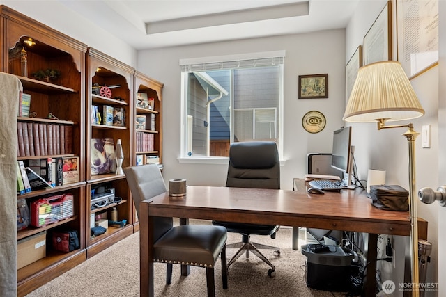 20122 18th Avenue Ct E, Spanaway, WA 98387 - office featuring a tray ceiling and carpet flooring