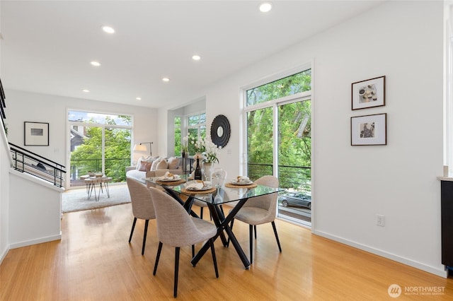 201 20th Ave E, Seattle, WA 98112 - dining area with recessed lighting, plenty of natural light, light wood finished floors, and stairway