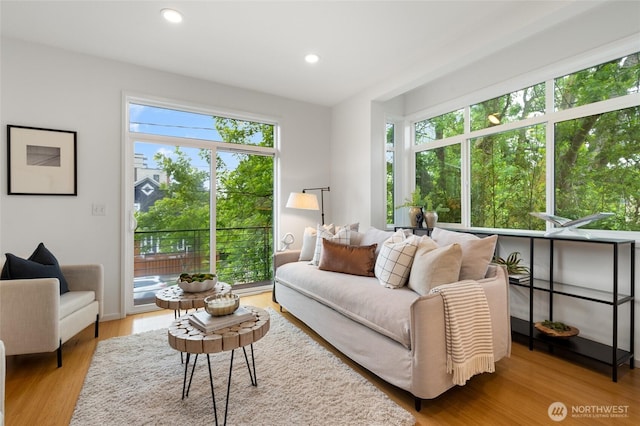 201 20th Ave E, Seattle, WA 98112 - living room featuring wood finished floors and recessed lighting