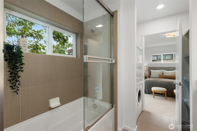 201 20th Ave E, Seattle, WA 98112 - bathroom featuring ensuite bath, plenty of natural light, tile patterned floors, and bath / shower combo with glass door