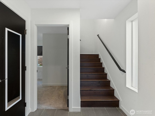 733 Martin Luther King Jr Way, Seattle, WA 98144 - staircase with tile patterned flooring and baseboards