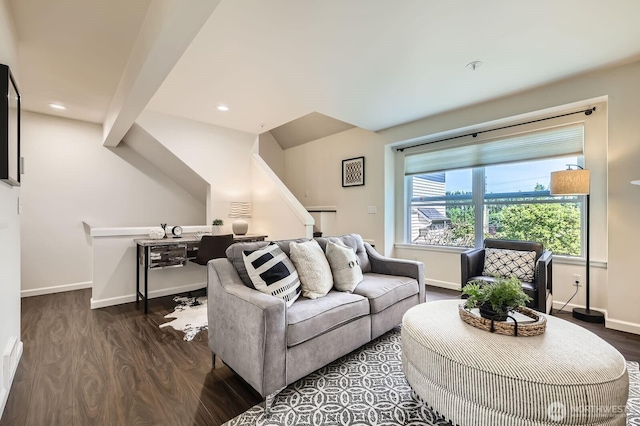 17201 127th Pl NE Unit 101, Woodinville, WA 98072 - living area featuring wood finished floors and recessed lighting